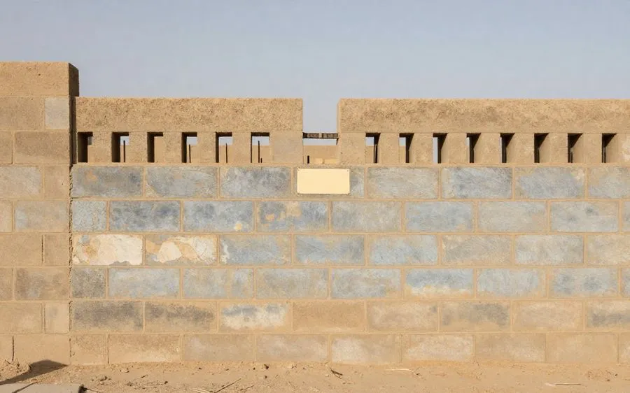Two new courses of block added on top of a weathered older wall with dowels visible