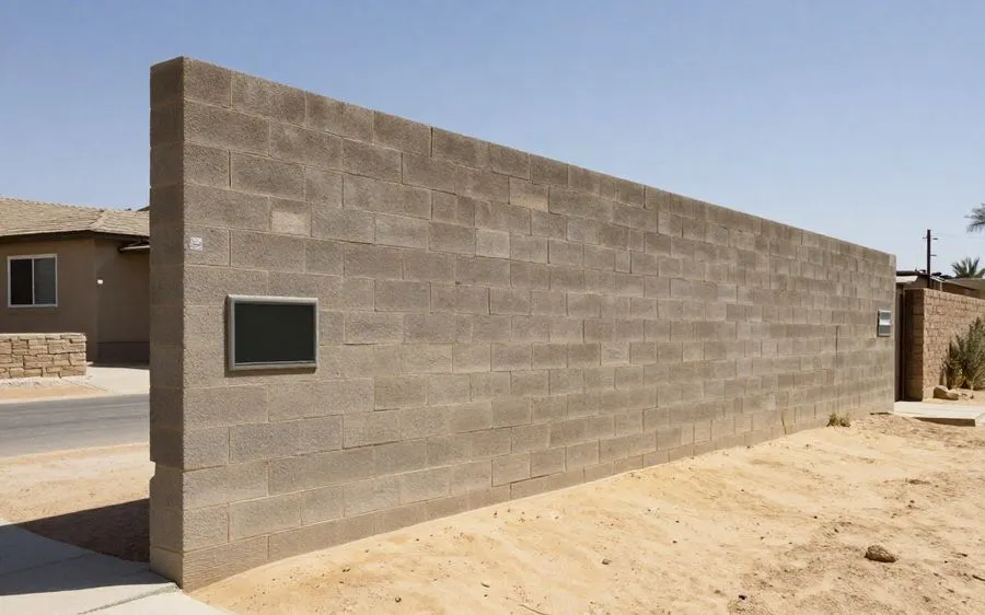 A tall block wall on a rear property line in a Gilbert subdivision