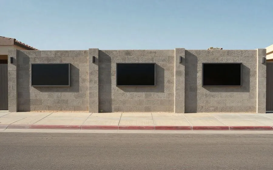 A six-foot gray block perimeter wall along a residential street in Mesa