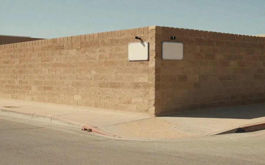 A block wall stepping down to a low course at the corner of a lot